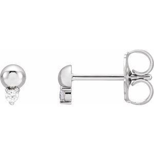 14K White .03 CTW Natural Diamond Bead Earrings - BN & CO JEWELRY