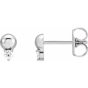 14K White .06 CTW Natural Diamond Bead Earrings - BN & CO JEWELRY