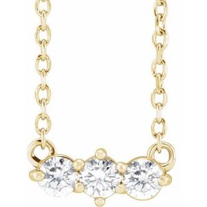 14K Yellow 1/5 CTW Natural Diamond Three-Stone 18" Necklace - BN & CO JEWELRY