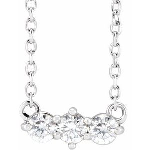 14K White 1/5 CTW Natural Diamond Three-Stone 18" Necklace - BN & CO JEWELRY