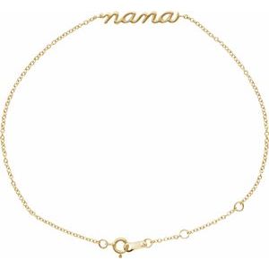 14K Yellow Lowercase Script Nana Bracelet - BN & CO JEWELRY