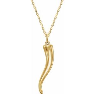 14K Yellow 26.7x6 mm Italian Horn 16-18" Necklace - BN & CO JEWELRY