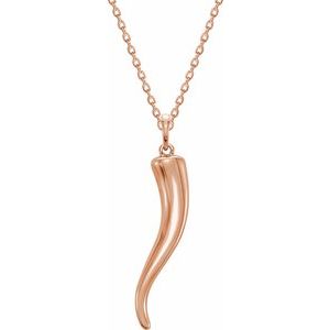 14K Rose 30.7x7 mm Italian Horn 16-18" Necklace - BN & CO JEWELRY