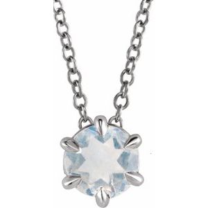 Sterling Silver 4 mm Natural Blue Moonstone Solitaire 16-18" Necklace - BN & CO JEWELRY