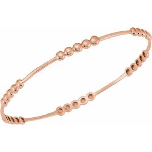 14K Rose 3.66 mm Beaded Bangle 7" Bracelet - BN & CO JEWELRY