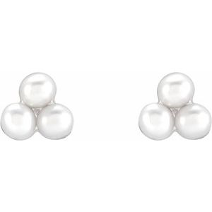 14K White Cultured Freshwater Pearl Cluster Earrings - BN & CO JEWELRY