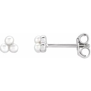 14K White Cultured Freshwater Pearl Cluster Earrings - BN & CO JEWELRY