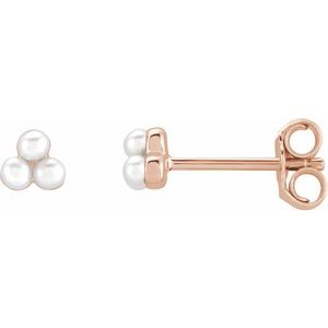 14K Rose Cultured Freshwater Pearl Cluster Earrings - BN & CO JEWELRY