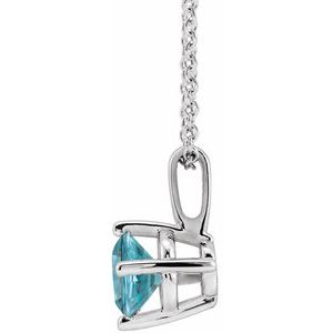 Sterling Silver 4 mm Natural Blue Zircon Solitaire 16-18" Necklace - BN & CO JEWELRY