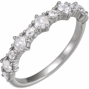 14K White 3 mm Round 1/2 CTW Natural Rose-Cut Diamond Anniversary Band - BN & CO JEWELRY