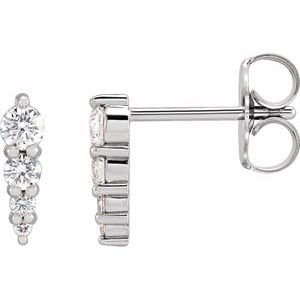 14K White 1/5 CTW Natural Diamond Four-Stone Graduated Bar Earrings - BN & CO JEWELRY