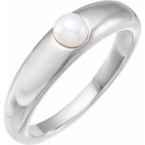 14K White Cultured Akoya Pearl Dome Ring - BN & CO JEWELRY