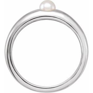 Sterling Silver Cultured Akoya Pearl Dome Ring - BN & CO JEWELRY