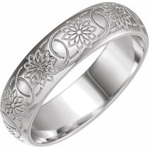 14K White 5 mm Floral Band Size 7 - BN & CO JEWELRY