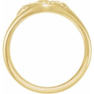 14K Yellow 10.8 mm Oval Floral Signet Ring - BN & CO JEWELRY