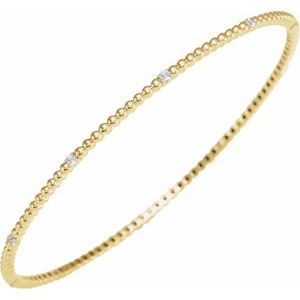 14K Yellow 1/3 CTW Natural Diamond Beaded Bangle 7 3/4" Bracelet - BN & CO JEWELRY
