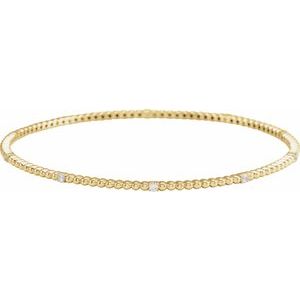 14K Yellow 1/3 CTW Natural Diamond Beaded Bangle 7 3/4" Bracelet - BN & CO JEWELRY