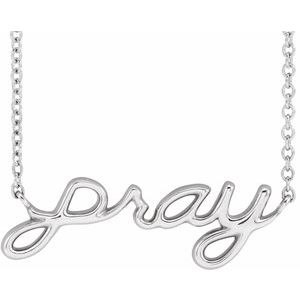 Sterling Silver 23.1x7.37 mm Pray 18" Necklace - BN & CO JEWELRY