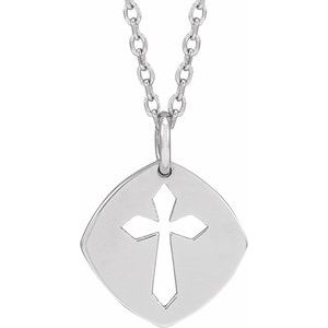 Sterling Silver 12.75x9.99 mm Pierced Cross 16-18" Necklace - BN & CO JEWELRY