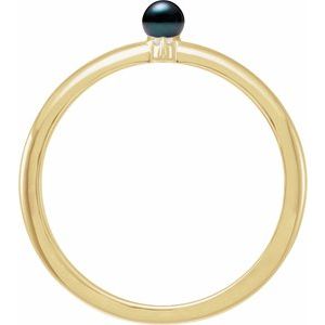 14K Yellow Cultured Black Akoya Pearl & .015 CT Natural Diamond Ring - BN & CO JEWELRY