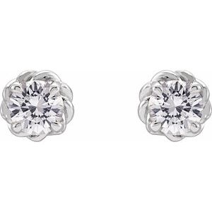 14K White 4 mm Natural White Sapphire Claw-Prong Rope Earrings - BN & CO JEWELRY