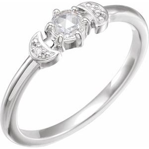 14K White 1/6 CTW Natural Rose-Cut Diamond Stackable Ring - BN & CO JEWELRY