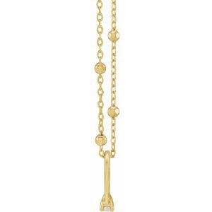 14K Yellow .03 CT Natural Diamond Tiny Solitaire Ring 18" Necklace - BN & CO JEWELRY