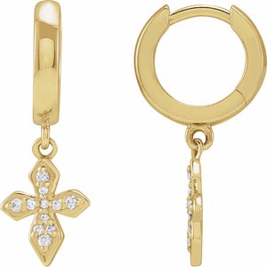 14K Yellow 1/10 CTW Natural Diamond Cross Hoop Earrings - BN & CO JEWELRY