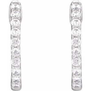 14K White 1/2 CTW Lab-Grown Diamond Inside-Outside Hinged 14.5 mm Hoop Earrings - BN & CO JEWELRY