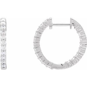 14K White 3/4 CTW Lab-Grown Diamond Inside-Outside Hinged 17.2 mm Hoop Earrings - BN & CO JEWELRY