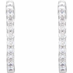 14K White 3/4 CTW Lab-Grown Diamond Inside-Outside Hinged 17.2 mm Hoop Earrings - BN & CO JEWELRY