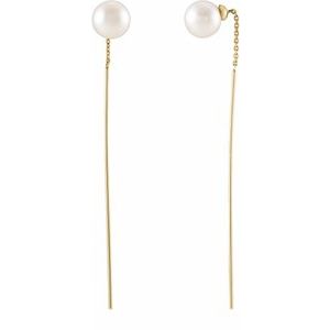 14K Yellow Cultured White Freshwater Pearl Threader Earrings - BN & CO JEWELRY