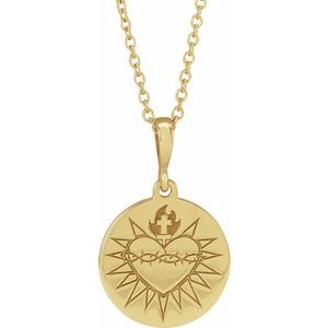 14K Yellow Sacred Heart 16-18" Necklace - BN & CO JEWELRY