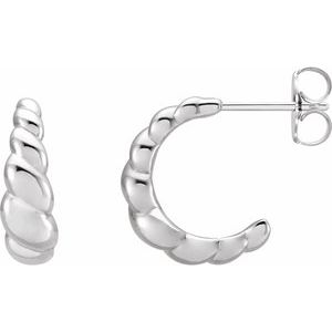 14K White Rope Dome Hoop Earrings - BN & CO JEWELRY