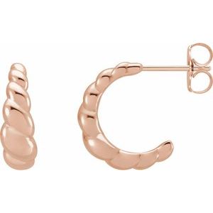 14K Rose Rope Dome Hoop Earrings - BN & CO JEWELRY