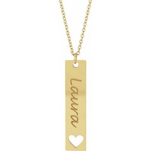 14K Yellow Engravable Bar 16-18" Necklace - BN & CO JEWELRY