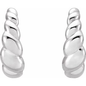 14K White Rope Dome Hoop Earrings - BN & CO JEWELRY