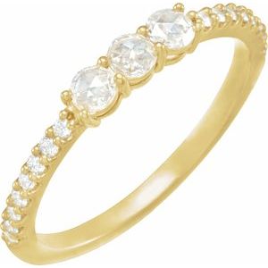 14K Yellow 1/3 CTW Natural Rose-Cut Diamond Three-Stone Anniversary Band - BN & CO JEWELRY