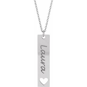 Sterling Silver Engravable Bar 16-18" Necklace - BN & CO JEWELRY