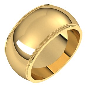 14K Yellow 10 mm Milgrain Half Round Edge Band Size 9 - BN & CO JEWELRY