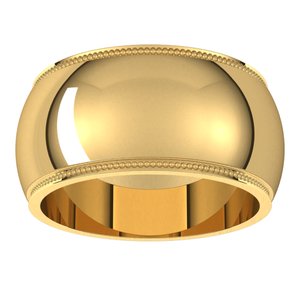 14K Yellow 10 mm Milgrain Half Round Edge Band Size 9 - BN & CO JEWELRY