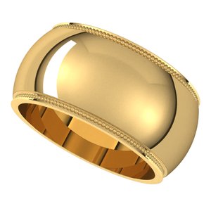 14K Yellow 10 mm Milgrain Half Round Edge Band Size 9 - BN & CO JEWELRY