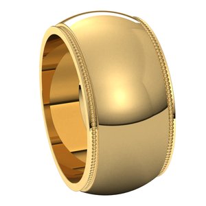 14K Yellow 10 mm Milgrain Half Round Edge Band Size 9 - BN & CO JEWELRY