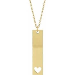 14K Yellow Engravable Bar 16-18" Necklace - BN & CO JEWELRY