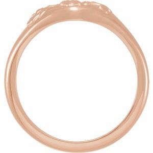 14K Rose 10.8 mm Oval Floral Signet Ring - BN & CO JEWELRY