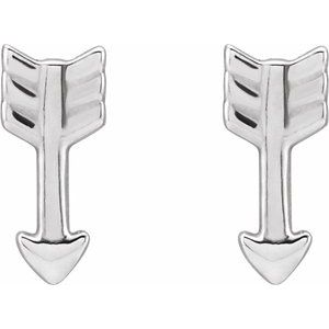14K White Arrow Stud Earrings - BN & CO JEWELRY