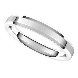 14K White 3 mm Beveled-Edge Comfort-Fit Band Size 10 - BN & CO JEWELRY