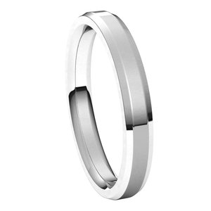 14K White 3 mm Beveled-Edge Comfort-Fit Band Size 4 - BN & CO JEWELRY
