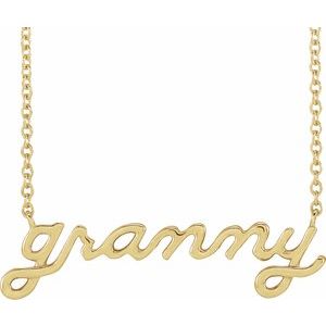14K Yellow Lowercase Script Granny 18" Necklace - BN & CO JEWELRY