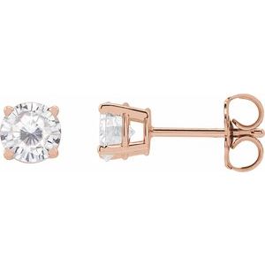 14K Rose 5 mm Stuller Lab-Grown Moissanite Stud Earrings with Friction Post - BN & CO JEWELRY